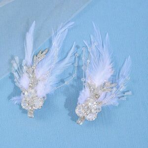 2pcs White Elegant Feather Hair Clips, Women Hair Accessories, Bride Wedding